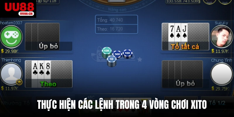 Thực hiện các lệnh trong 4 vòng chơi xito